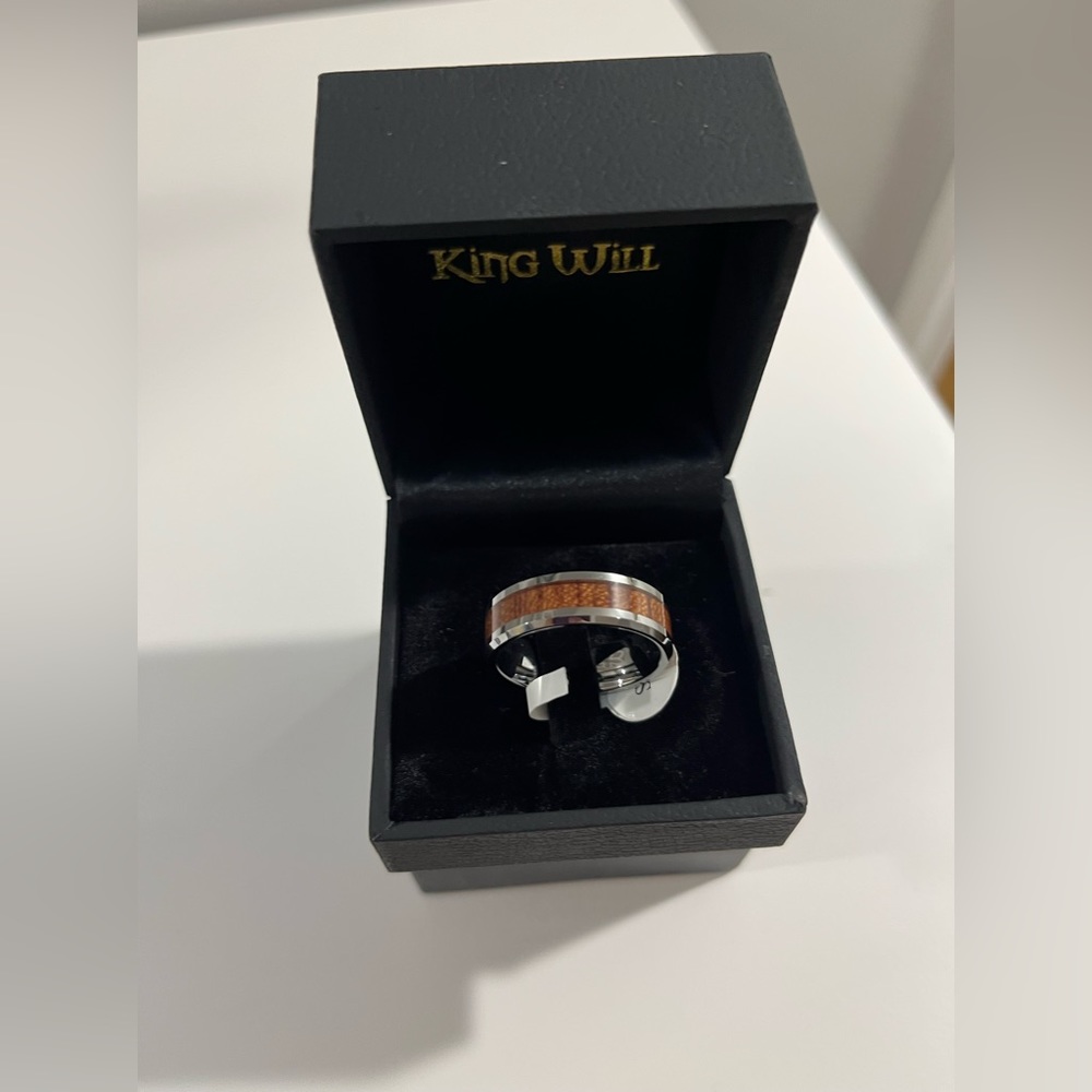 Tungsten Wedding band Tubgsten & Koa Wood Inlay Men’s Band size 12